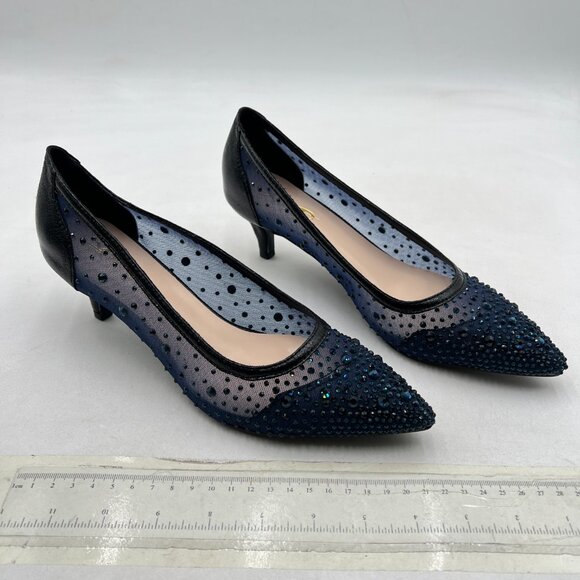 XYD Blue Mesh Heels with Rhinestones - Picture 5 of 9